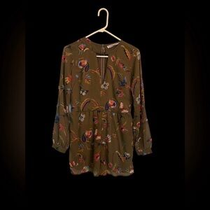 ABERCROMBIE & FITCH ARMY GREEN MULTI LONGSLEEVED ROMPER - EUC